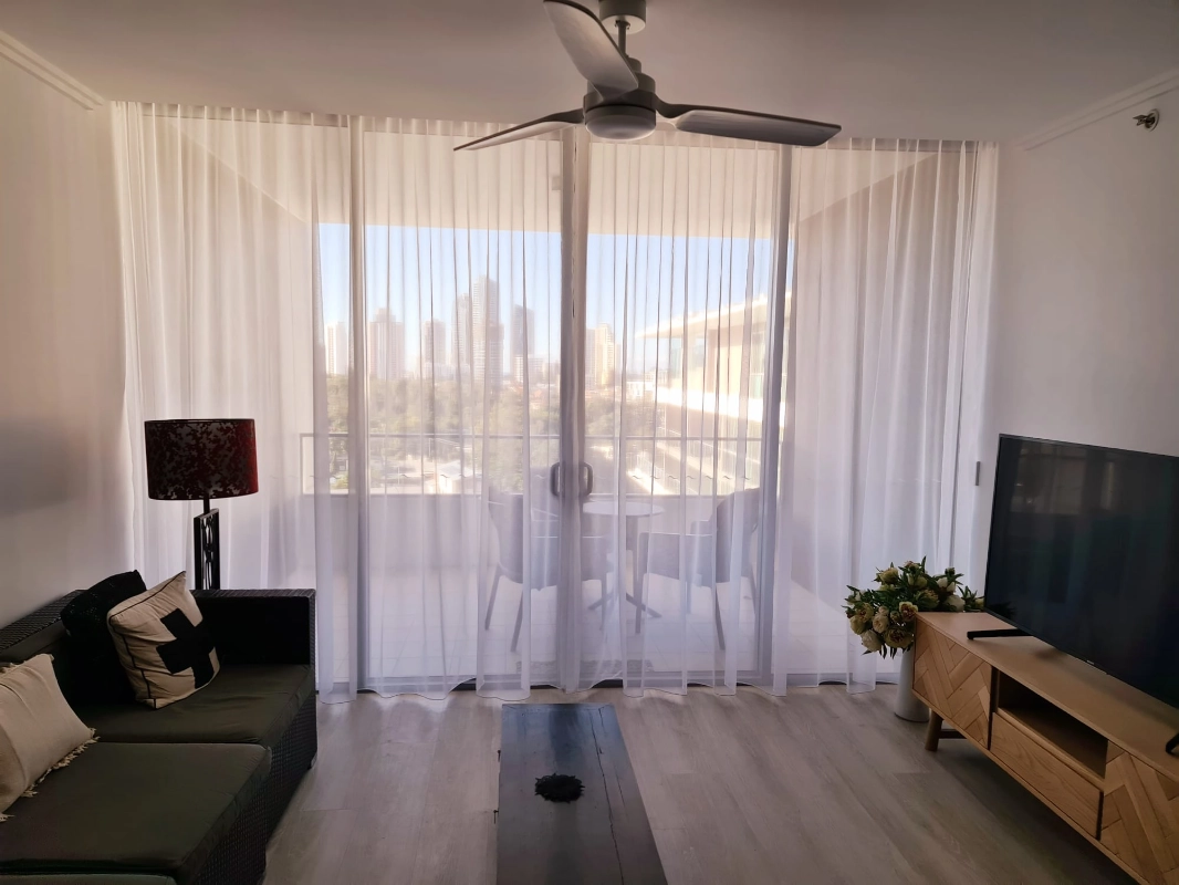 Sheer curtains in a Gold Coast apartment