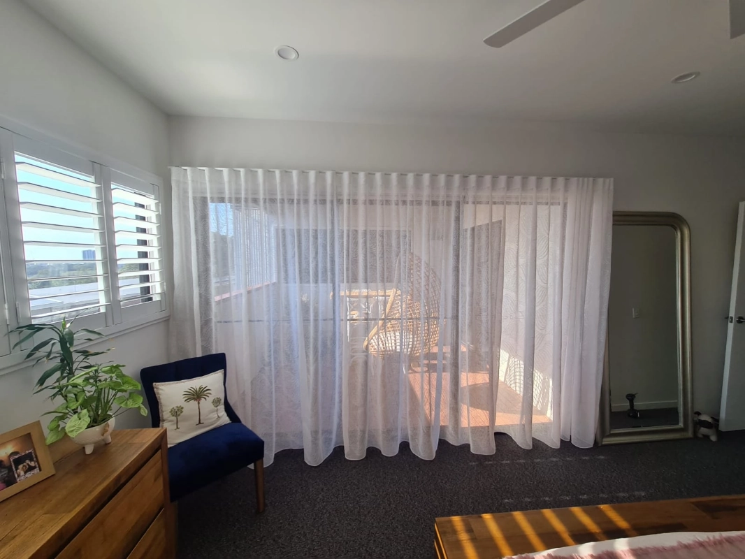 Sheer curtains in a Gold Coast bedroom