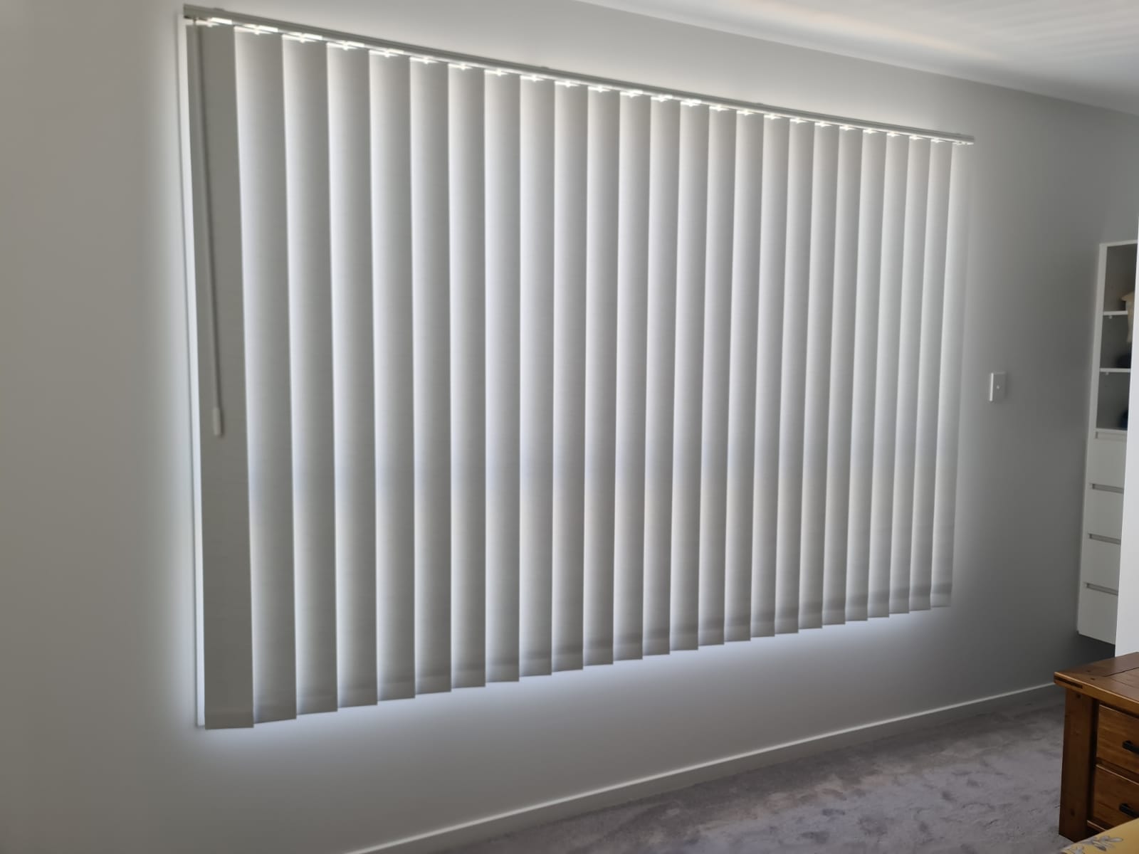 Vertical blinds in a Gold Coast bedroom