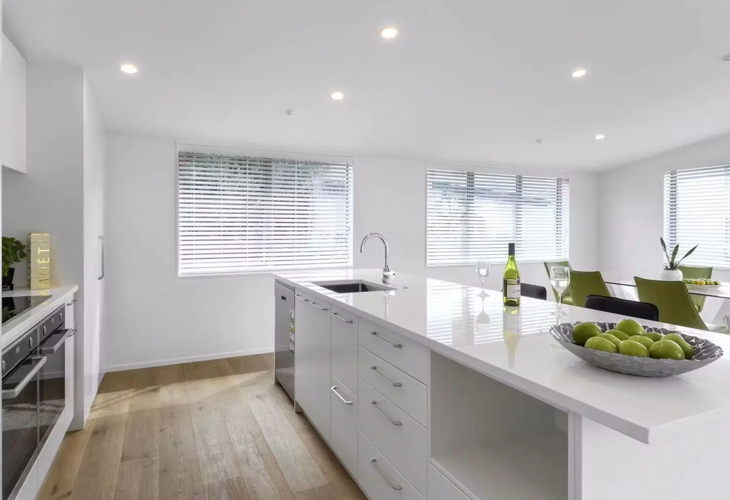 Venetian blinds fitted in a bright Ashmore kitchen