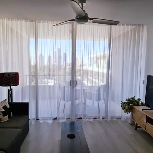 Sheer curtains in a Broadbeach apartment living room